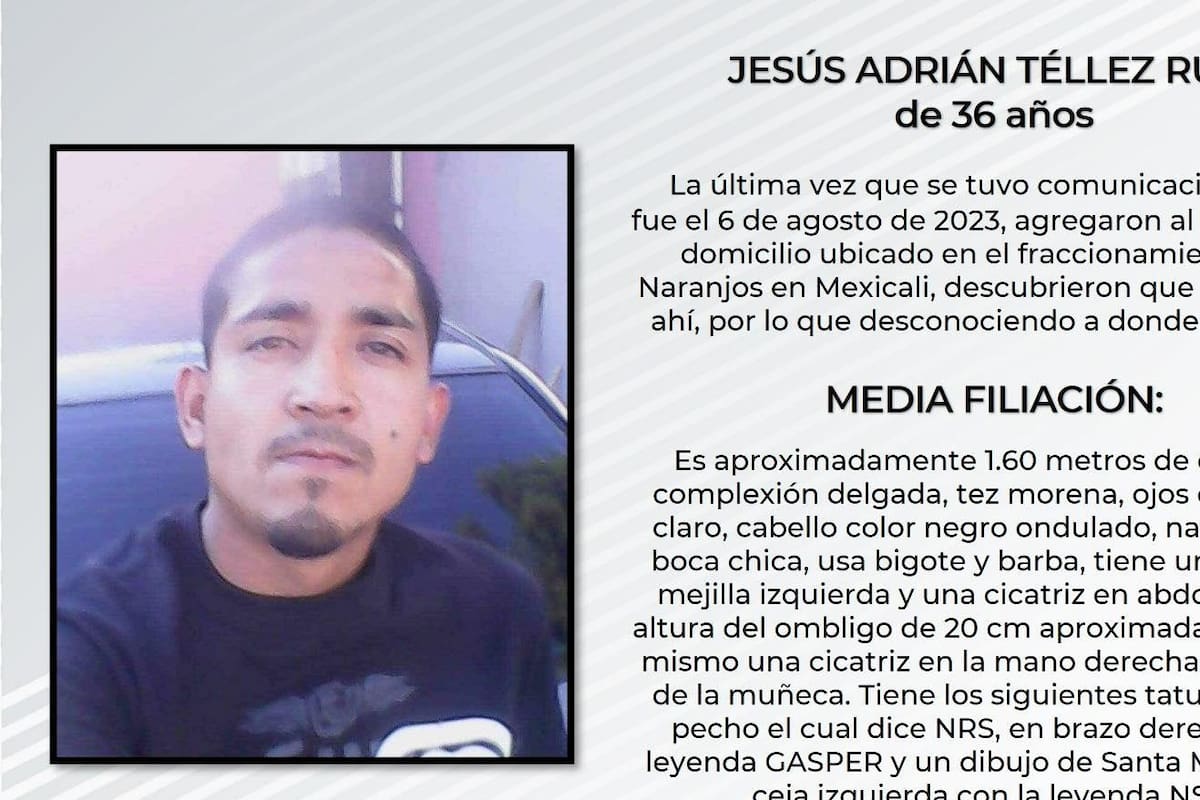 Solicitan apoyo para localizar a Jesús Adrián Téllez Rubio