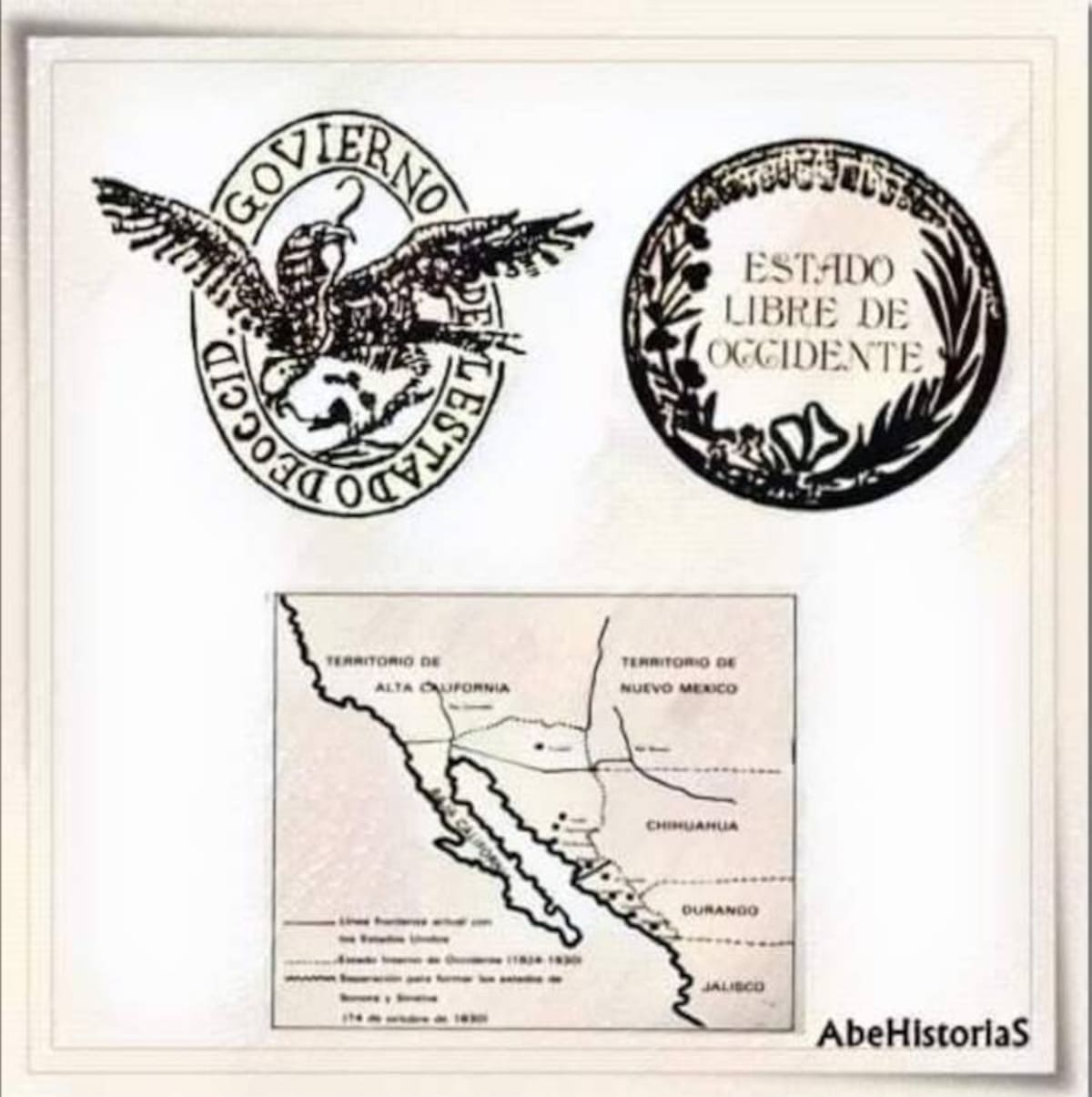 La constitución de 1824 reconocía al Estado de Occidente, unión entre Sonora, Sinaloa y parte de Arizona.