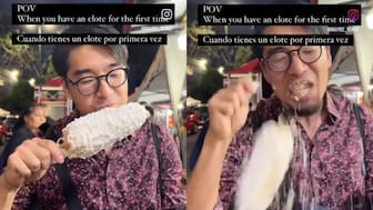 Joven japonés vive triste escena al intentar comer por primera vez un elote en México | VIDEO