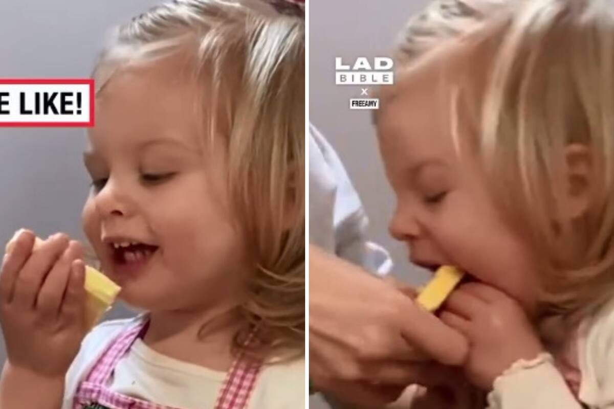 Niña se viraliza por su reacción al probar la mantequilla por primera vez