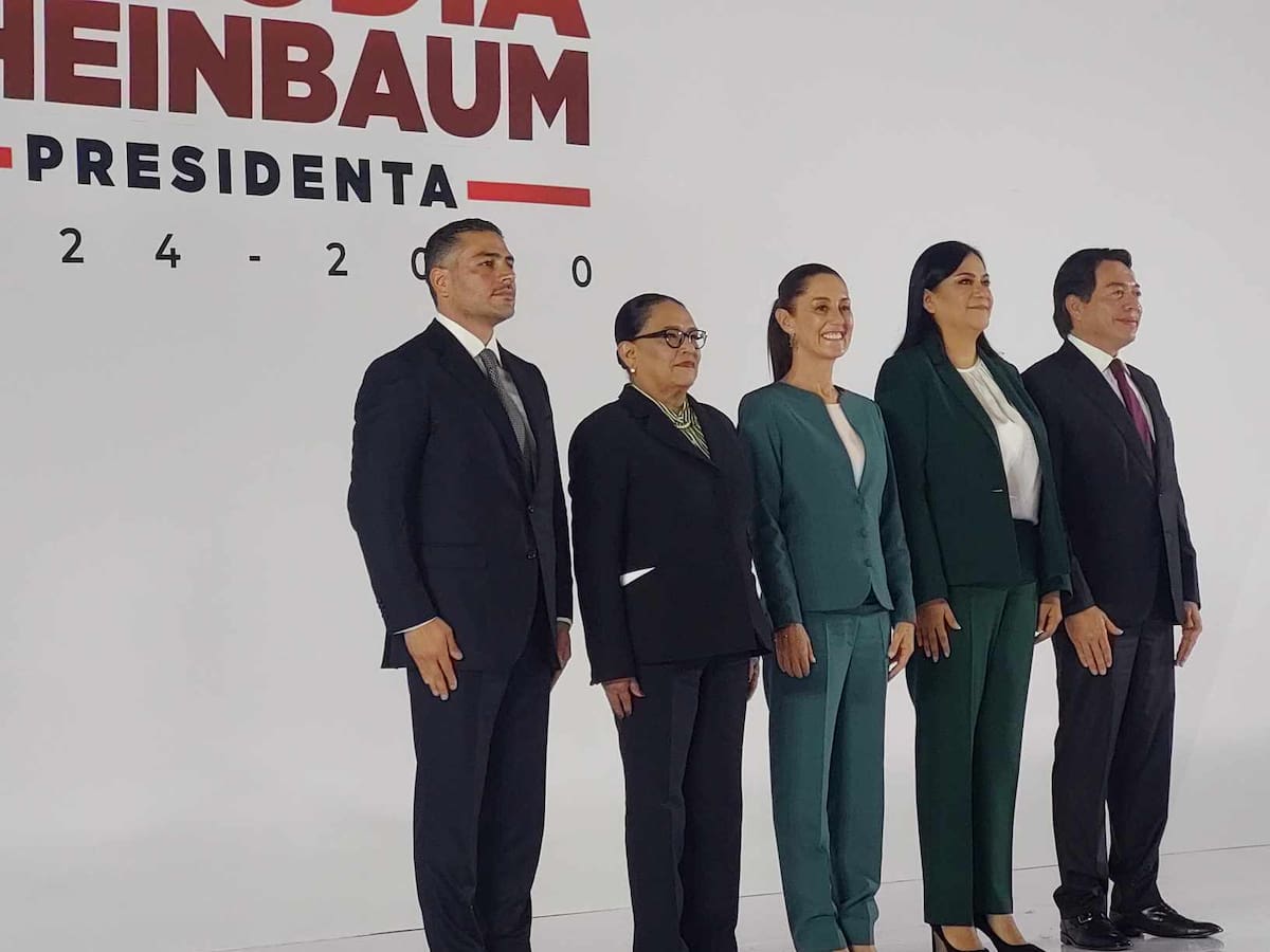 4 nuevos miembros se suman al gabinete de Claudia Sheinbaum: Omar García Harfuch, Rosa Icela Rodríguez, Ariadna Montiel y Mario Delgado (de izquierda a derecha).