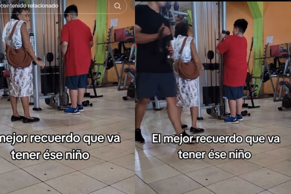 Abuela acapara la atención del internet al acompañar a su nieto al gimnasio