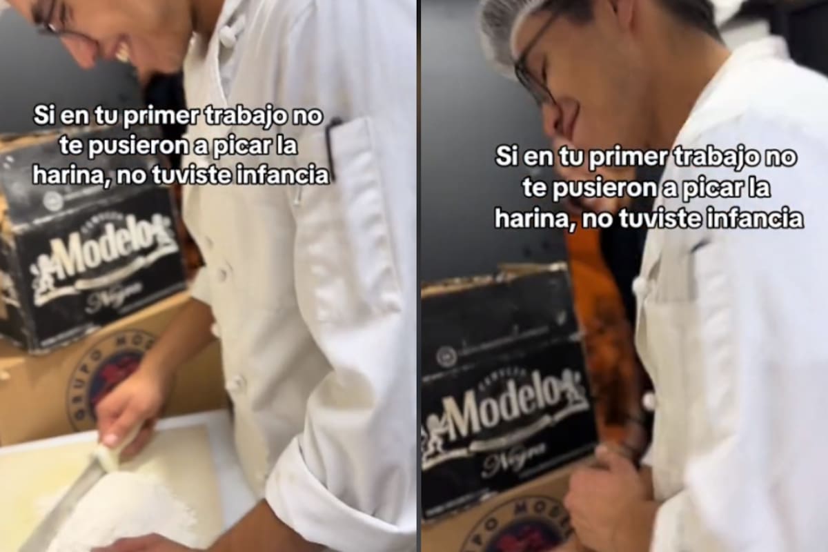 Video muestra cómo a un chef primerizo le tienden una novatada haciéndole picar harina