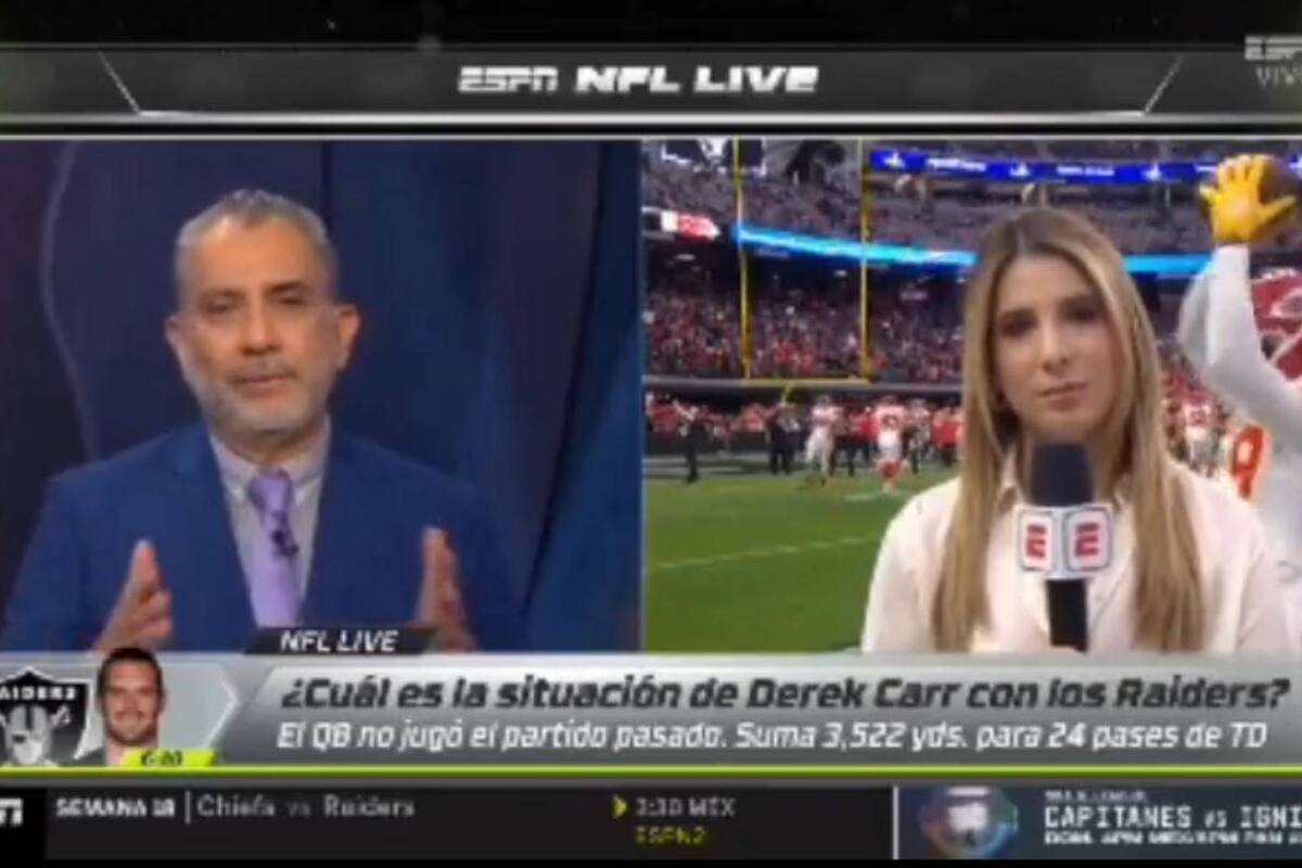Jugador de NFL golpea de forma accidental a reportera de ESPN en programa al aire (VIDEO)