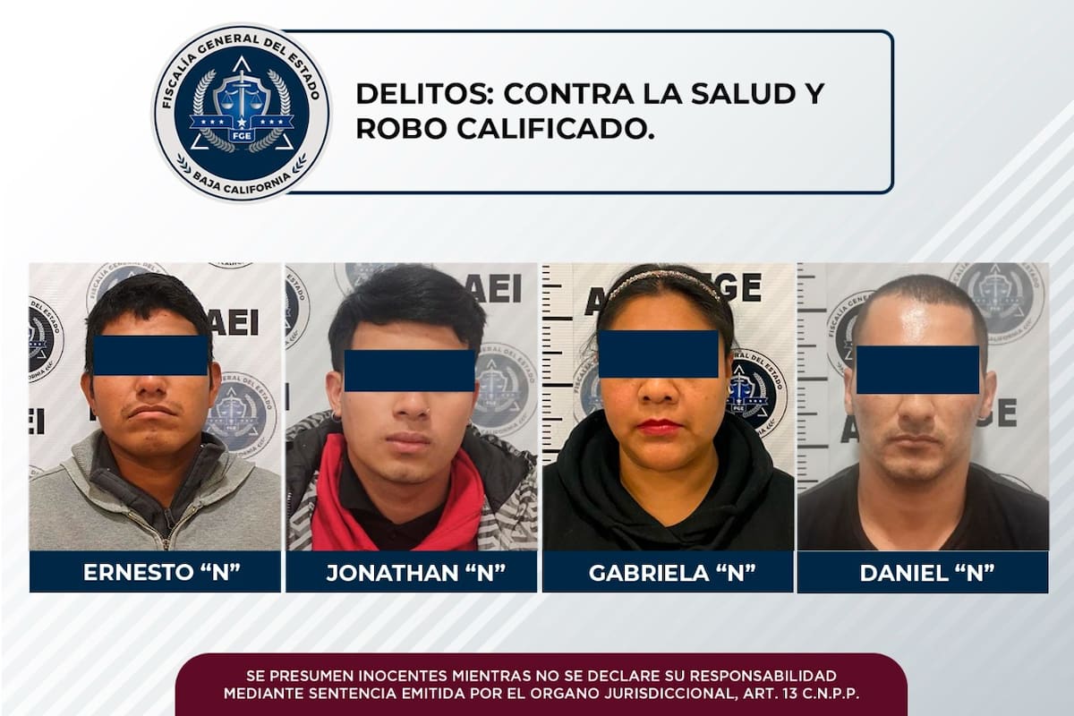 Policiaca Tijuana: FGE aprehende a cuatro por narcomenudeo y robo