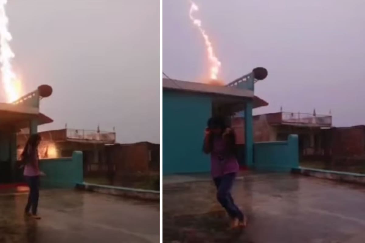 Viral: Rayos casi impactan a joven que grababa video bajo la lluvia