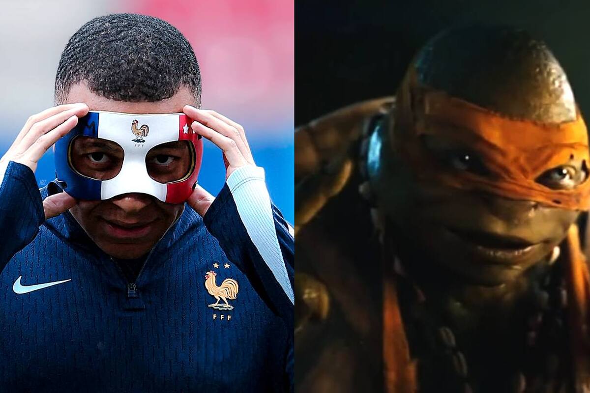 Mbappé apareció con máscara y las redes lo compararon con una Tortuga Ninja