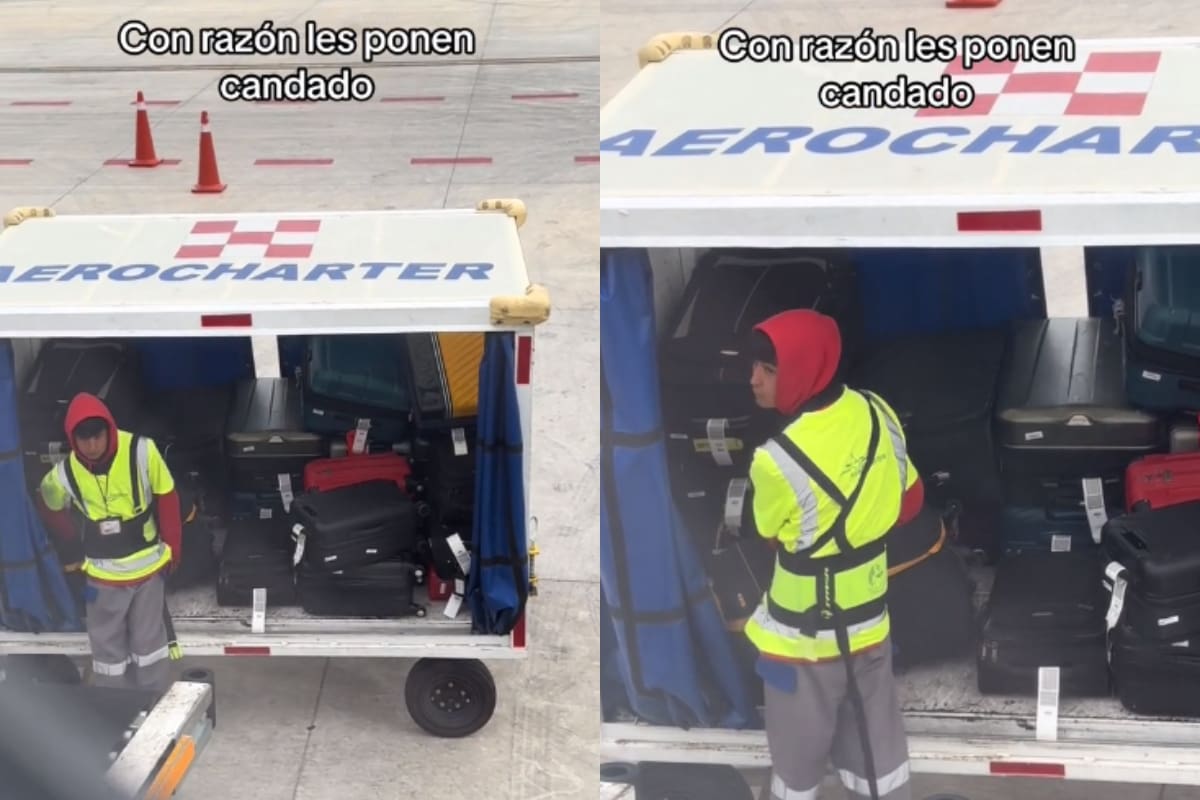 VIDEO | Trabajador de aeropuerto es captado intentando robar objetos de las maletas