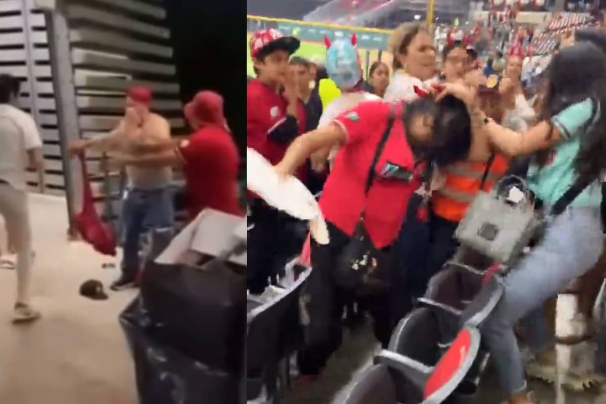 VIDEO: Altercados entre aficionados de los Diablos Rojos del México desatan caos en el estadio