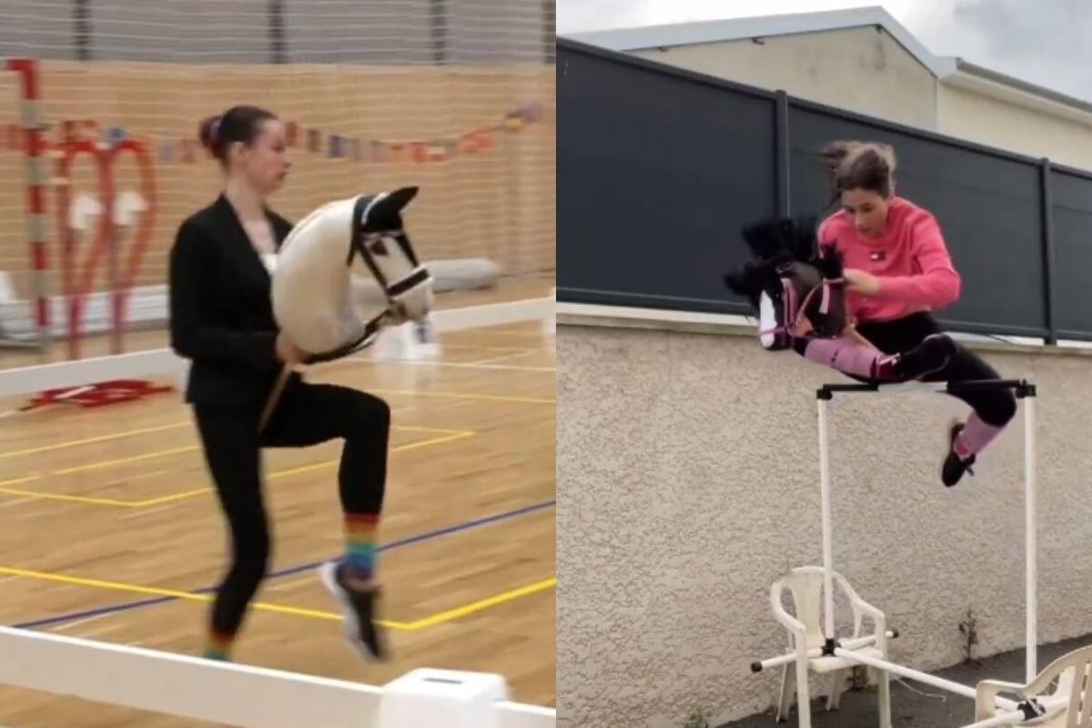 VIDEO: Chicas que montan caballos de palo impactan a detractores, “como un gimnasta olímpico” 