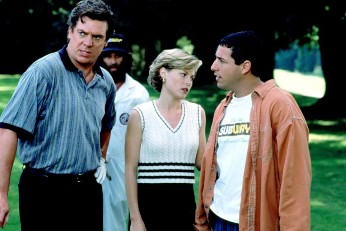 Christopher McDonald, Julie Bowen y Adam Sandler en "Happy Gilmore" (1996)