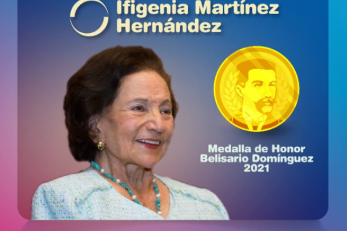 Medalla Belisario Domínguez será entregada a Ifigenia Martínez