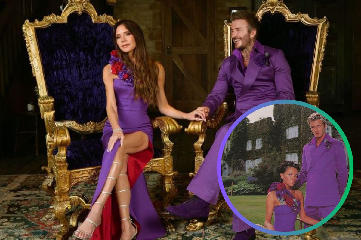 David Beckham y Victoria Beckham celebran 25 años de matrimonio recreando una foto de su boda