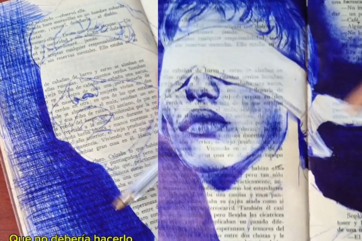 “Solo necesitas una idea”: Este artista se viraliza porque hace sus obras en las hojas de un libro