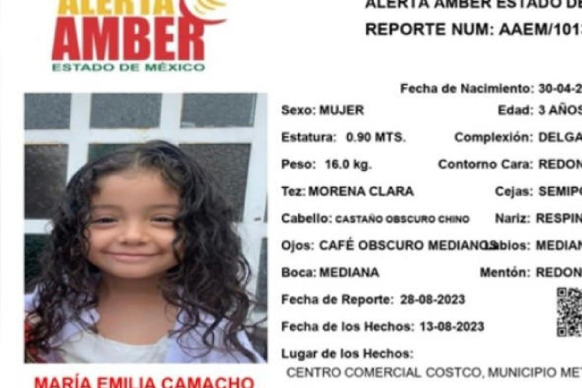 Alerta Amber: Buscan a María Emilia, niña de 3 años que desapareció en Costco de Edomex