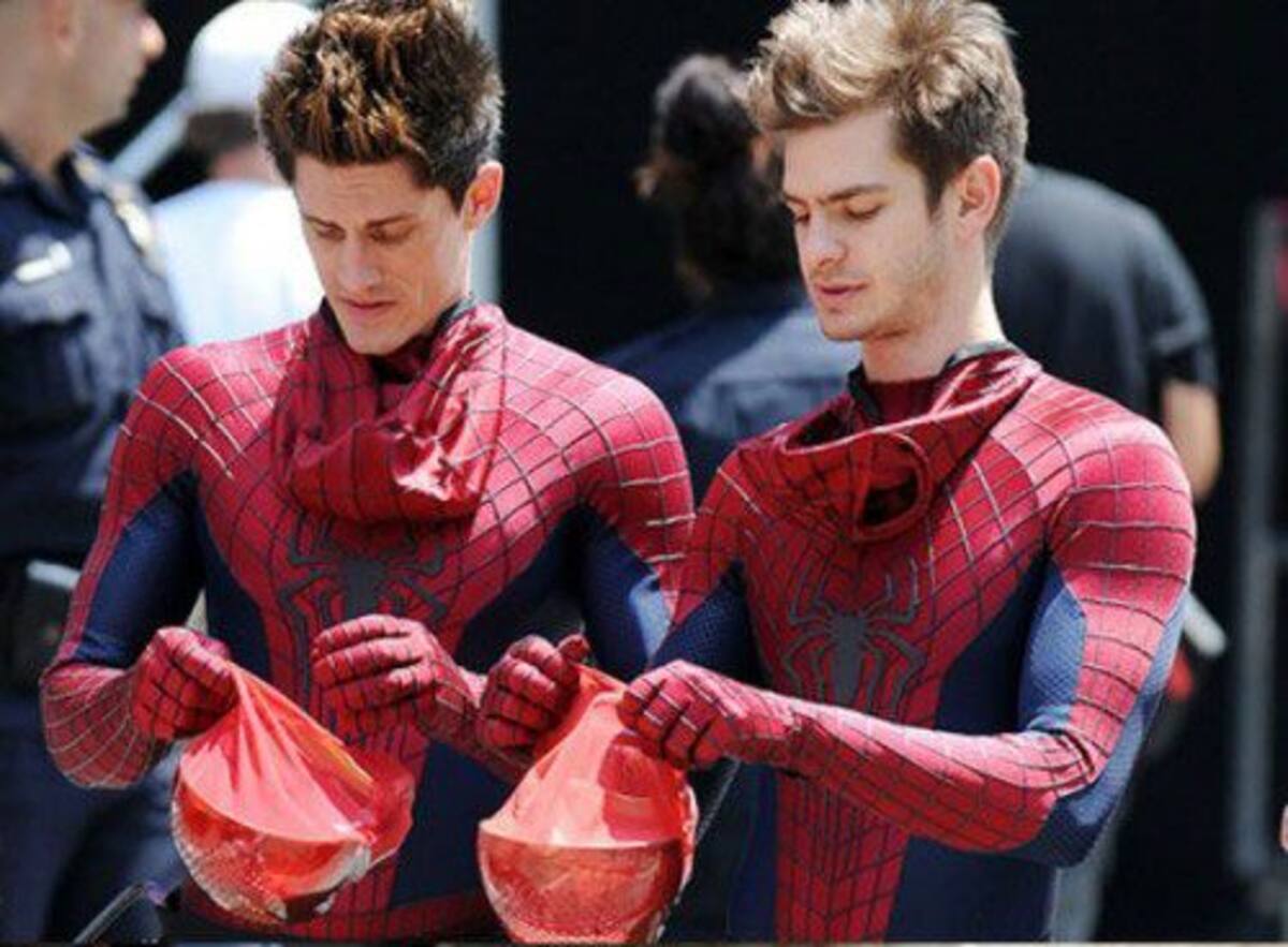 Andrew Garfield y su doble en 'The Amazing Spiderman'