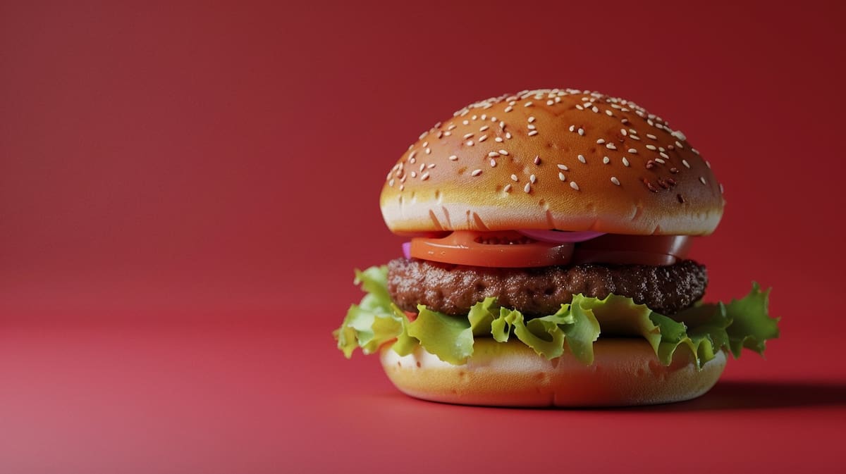 Fotografía de una hamburguesa generada por IA.