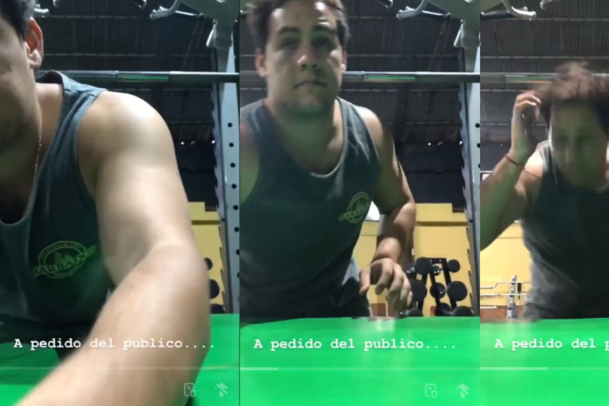 Joven intenta grabarse haciendo ejercicio en el gimnasio pero se da un fuerte golpe (VIDEO)