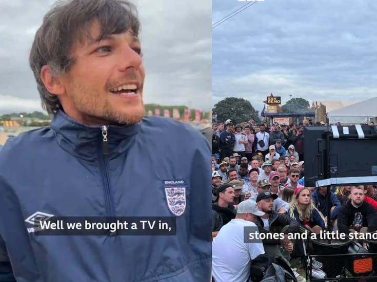 Louis Tomlinson metió un televisor a Glastonbury para que la gente pudiera ver el partido de la Eurocopa